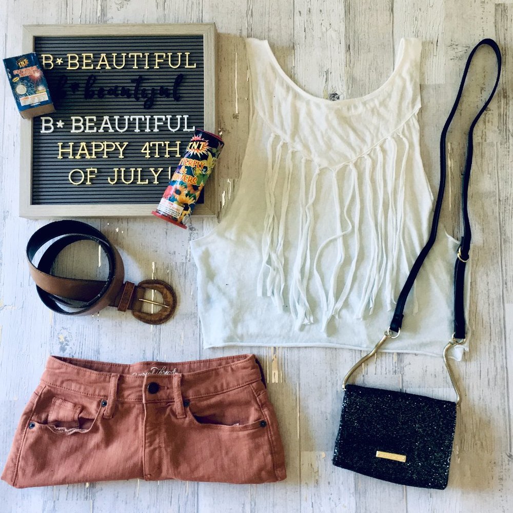 💣 tasseled white tank top